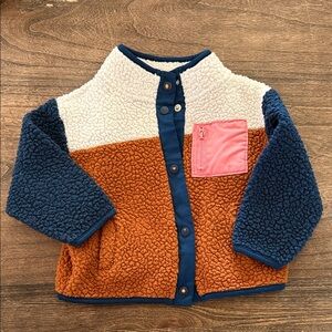 Old Navy Colorblock Sherpa Jacket in Cream, Rust, Navy & Pink